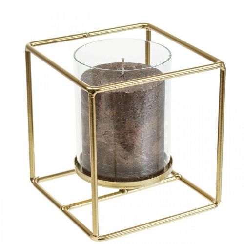 Product Decorative Candle Holder Gold Metal Lantern Glass 12×12×13cm