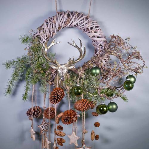 Product Decorative wreath liana wood white washed Ø50cm