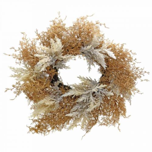 Floristik24 Deco wreath artificial pampas grass cream, brown door wreath Ø60cm