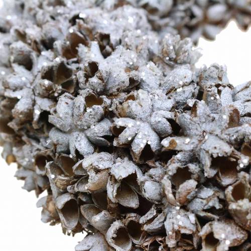 Floristik24 Decorative wreath star anise with glitter washed white Ø20cm