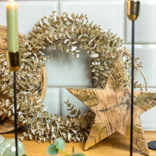 Product Deco wreath artificial eucalyptus Golden, snowed Ø36cm