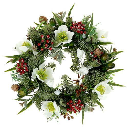 Floristik24 Decorative wreath with Christmas roses Ø30cm