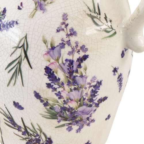 Floristik24 Decorative jug stoneware lavender purple cream table decoration H21cm