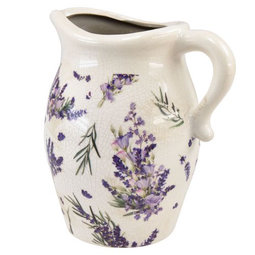 Floristik24 Decorative jug stoneware lavender purple cream table decoration H21cm
