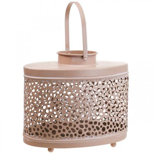 Decorative lantern oval pink lantern table decoration metal 27×16×23cm