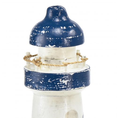 Product Decorative lighthouse wood blue white maritime Ø7.5cm H19cm