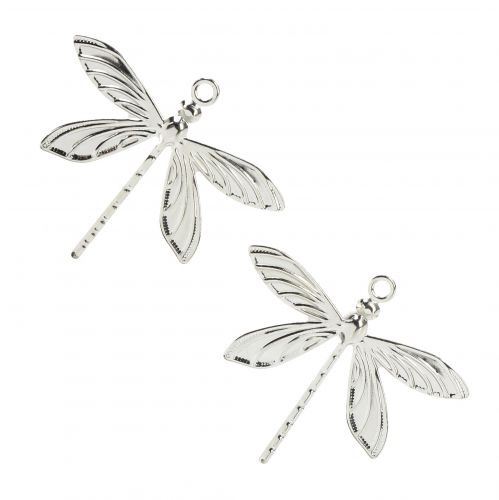 Floristik24 Decorative dragonflies for hanging summer decoration silver 5×4cm 36pcs