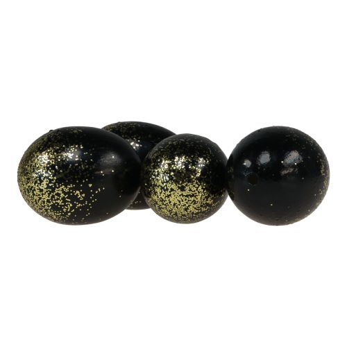 Product Decorative Easter eggs real goose egg black with gold glitter H7.5–8.5cm 10 pieces