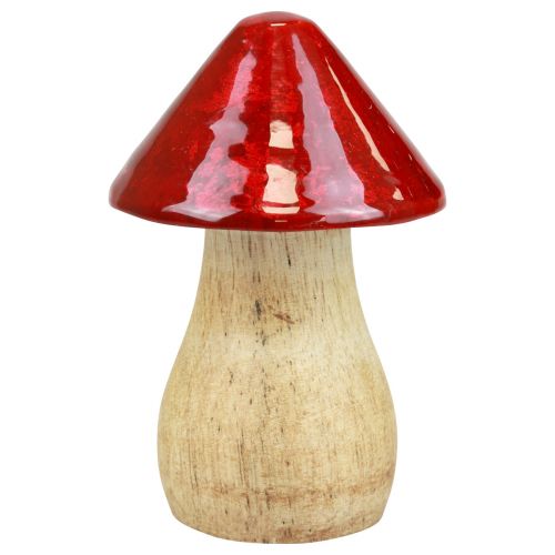 Product Decorative mushrooms wooden mushrooms red gloss autumn decoration H6/8/10cm set of 3