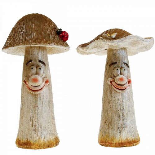 Floristik24 Deco mushrooms Autumn decoration funny mushrooms Ø15/12cm H22/25cm 2pcs