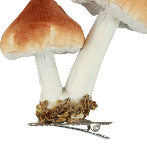 Product Decorative mushrooms with clip autumn decoration flocked assorted 9cm 3pcs