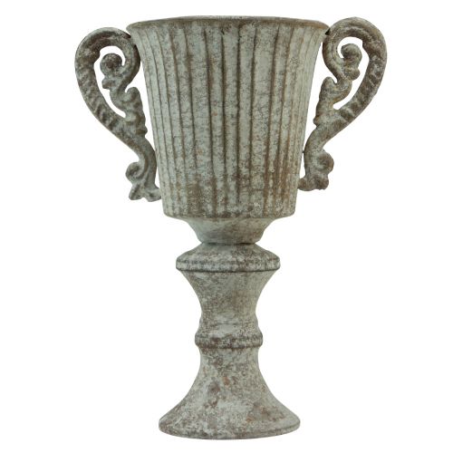 Product Decorative Cup Chalice Metal Antique Brown White Ø12cm H26cm