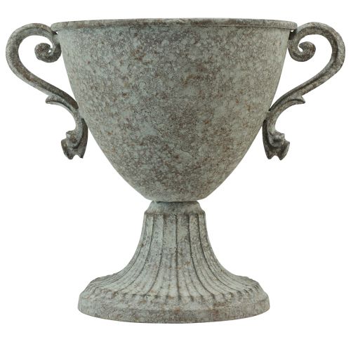 Product Decorative trophy with handle metal brown white Ø15cm H19,5cm