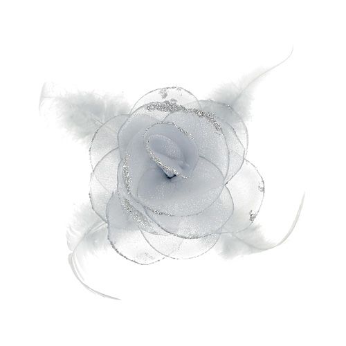 Floristik24 Decorative rose on clip Ø10cm silver 2pcs