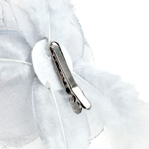 Floristik24 Decorative rose on clip Ø10cm silver 2pcs