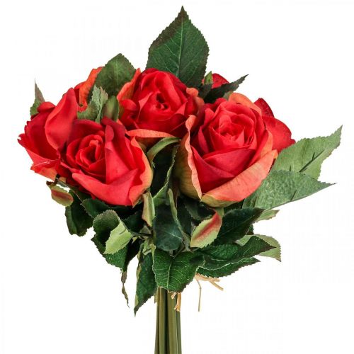 Floristik24 Deco roses bouquet artificial flowers roses red H30cm 8pcs