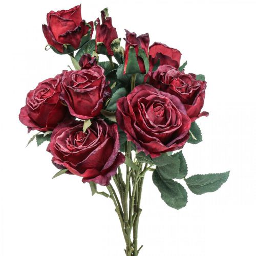 Deco roses red artificial roses silk flowers 50cm 3pcs