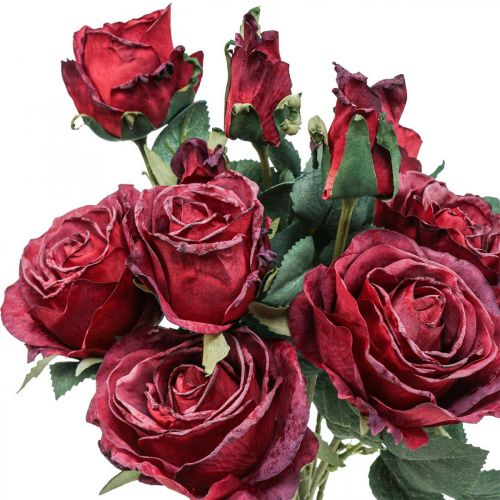 Deco roses red artificial roses silk flowers 50cm 3pcs