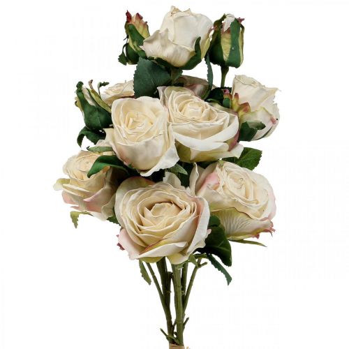 Deco Roses Cream Artificial Roses Silk Flowers 50cm 3pcs
