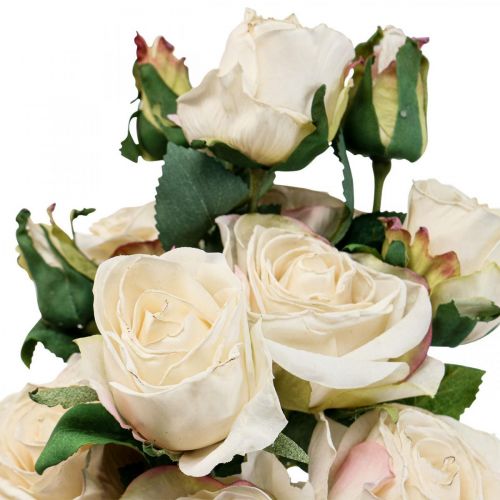 Product Deco Roses Cream Artificial Roses Silk Flowers 50cm 3pcs