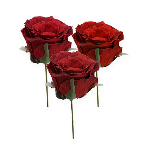 Floristik24 Deco rose head red Ø9cm 6pcs