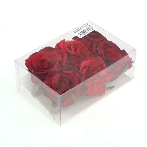 Floristik24 Deco rose head red Ø9cm 6pcs