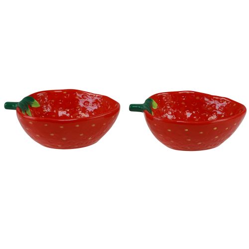 Floristik24 Decorative bowl strawberry ceramic bowl red 12.5×15.5cm 2pcs