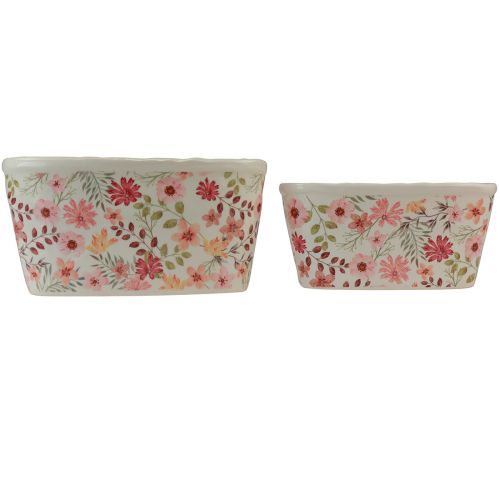 Floristik24 Decorative bowl with anemones ceramic bowl oval 27/23cm set of 2