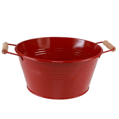Floristik24 Decorative bowl with handles metal flower bowl red Ø29cm H14.5cm