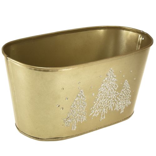 Decorative bowl oval Christmas tree planter gold 24×13×12.5cm