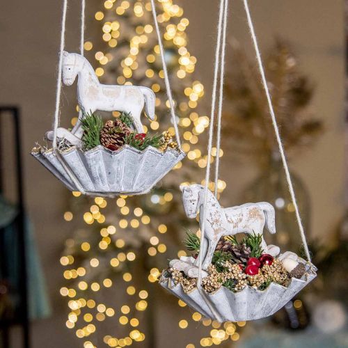 Floristik24 Decorative rocking horse Christmas white 13x4.5x11.5cm 3pcs