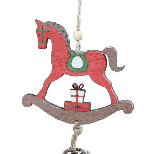 Product Decorative Rocking Horse Wooden Hanging Decoration Christmas Red 37cm 2pcs
