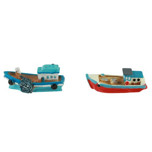 Floristik24 Decorative boat boat blue red maritime table decoration 5cm 8pcs