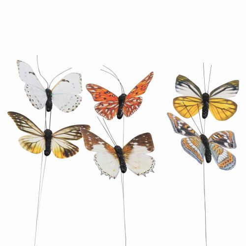 Floristik24 Deco butterfly on wire colorful spring decoration 8cm 12pcs