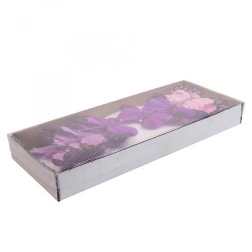 Floristik24 Deco butterfly on wire feather butterflies purple/pink 9.5cm 12pcs