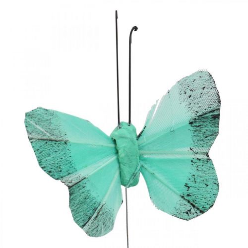 Product Deco butterfly on wire green, blue 5-6cm 24p