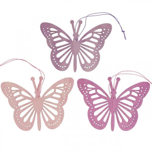 Product Deco butterflies deco hanger purple/pink/pink 12cm 12pcs