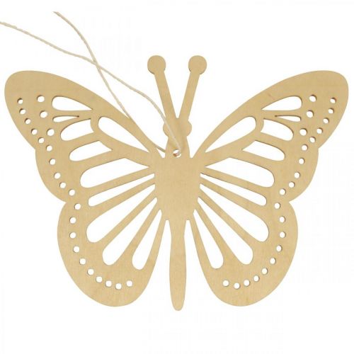 Product Deco butterflies deco hanger beige/pink/yellow 12cm 12pcs