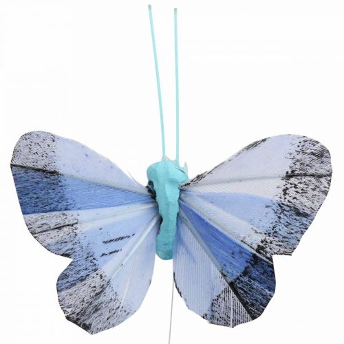 Deco butterflies feather butterfly pink, blue 6cm 24p