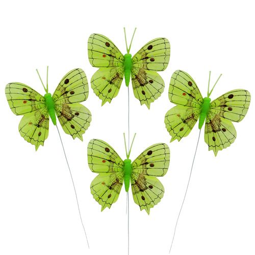 Deco butterflies green 8cm 6pcs