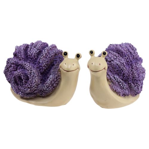 Decorative snails decorative figures purple beige lavender 12cm 2pcs