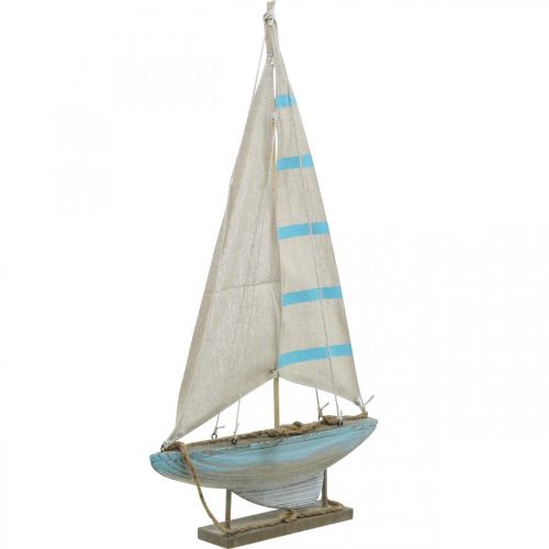 Deco sailboat wood blue-white maritime table decoration H54.5cm