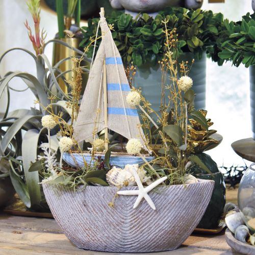 Floristik24 Deco wooden sailboat blue, white H41.5cm