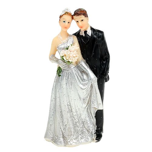 Floristik24 Deco silver wedding couple 10cm