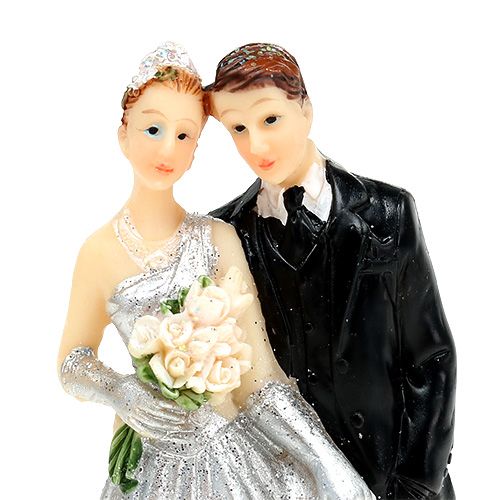 Floristik24 Deco silver wedding couple 10cm