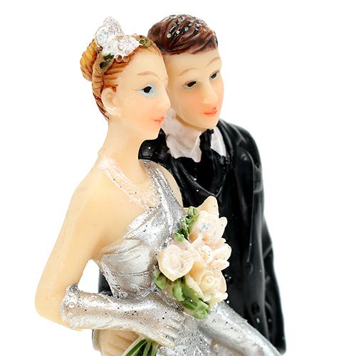 Floristik24 Deco silver wedding couple 10cm