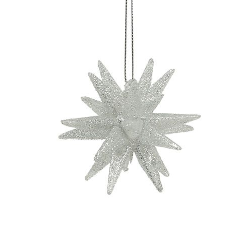Floristik24 Decorative stars with glitter 7.5cm silver 8 pcs