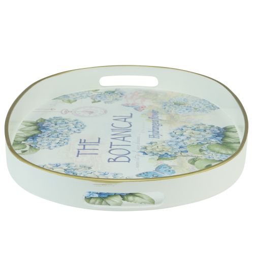 Product Decorative tray hydrangeas plastic tray white 39×27.5cm