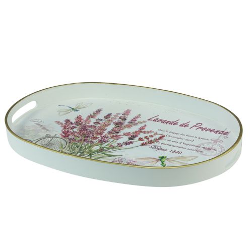 Floristik24 Decorative tray lavender plastic tray white 39×27.5cm