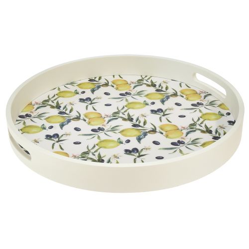 Decorative tray white tray olives and lemons wood Ø35cm